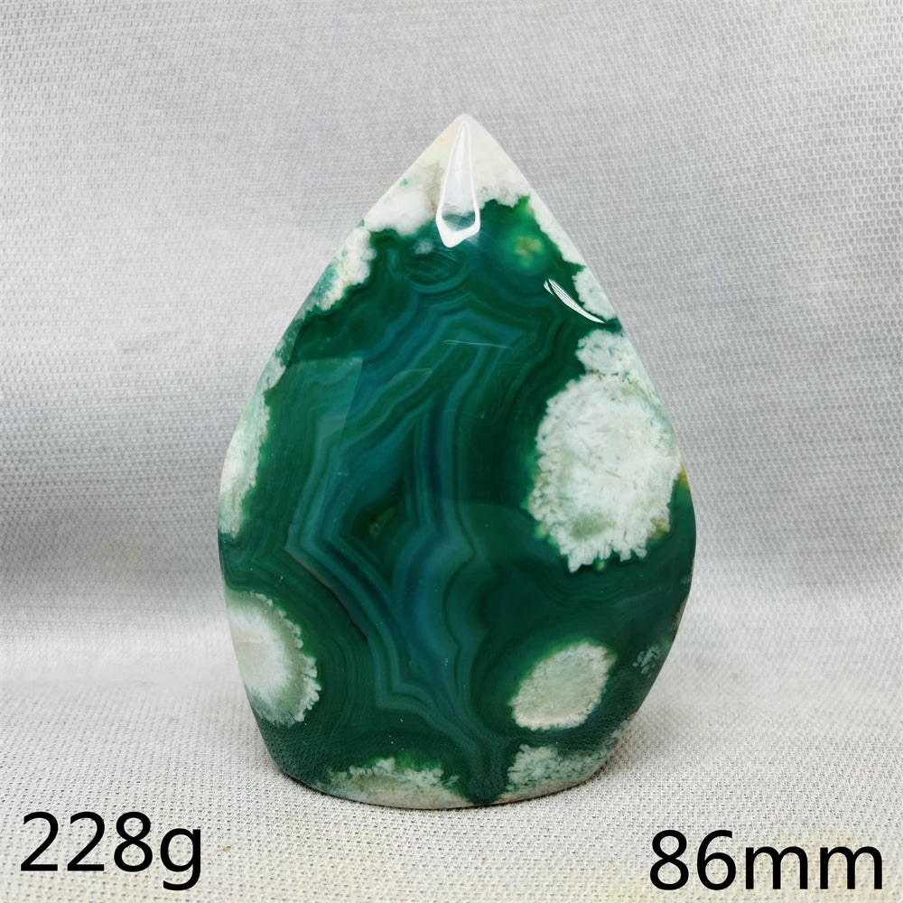Green Cherry Blossom Agate Free Form Teardrop