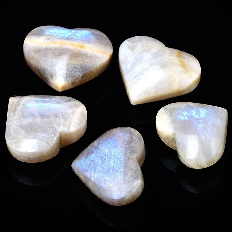 Natural Moonstone Hand-Polished Heart