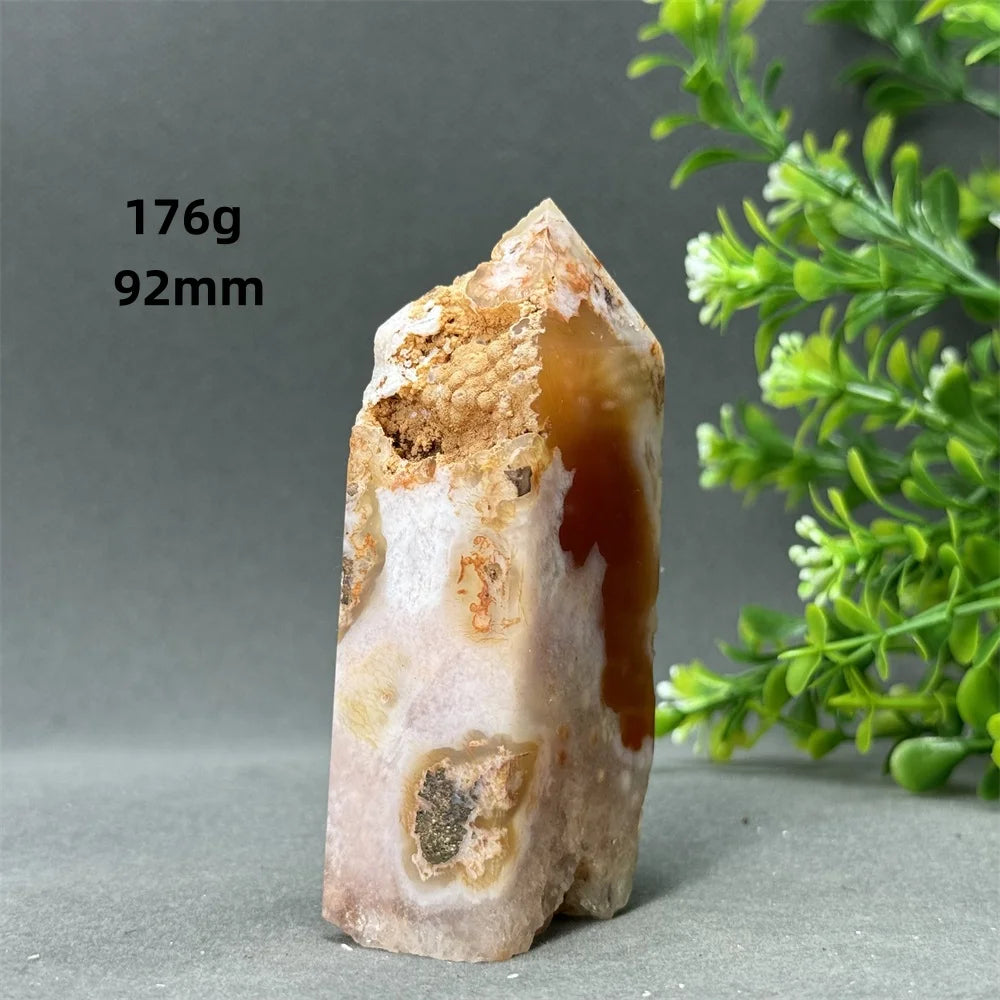Natural Red Agate Cave Geode Obelisk