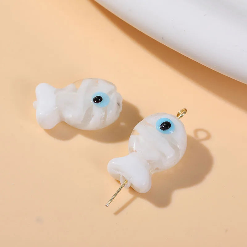 2pcs Artisan Handmade Glass Fish Beads