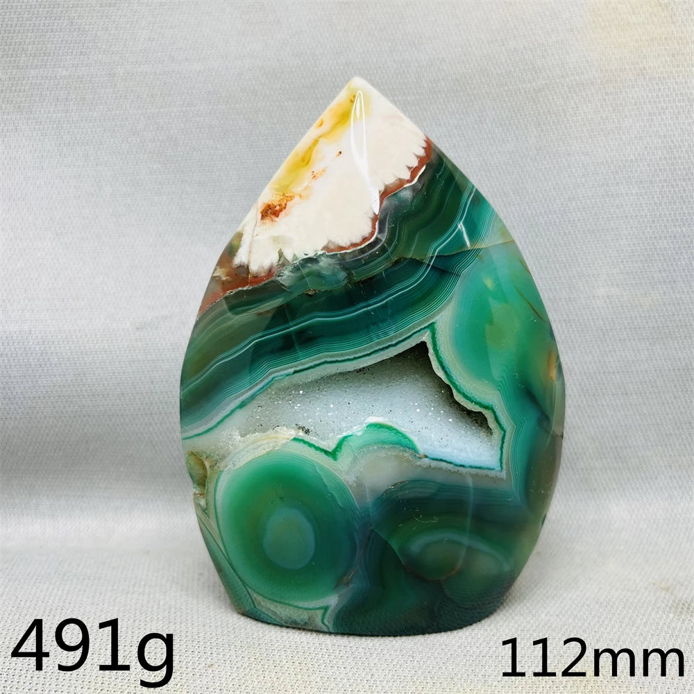 Green Cherry Blossom Agate Free Form Teardrop