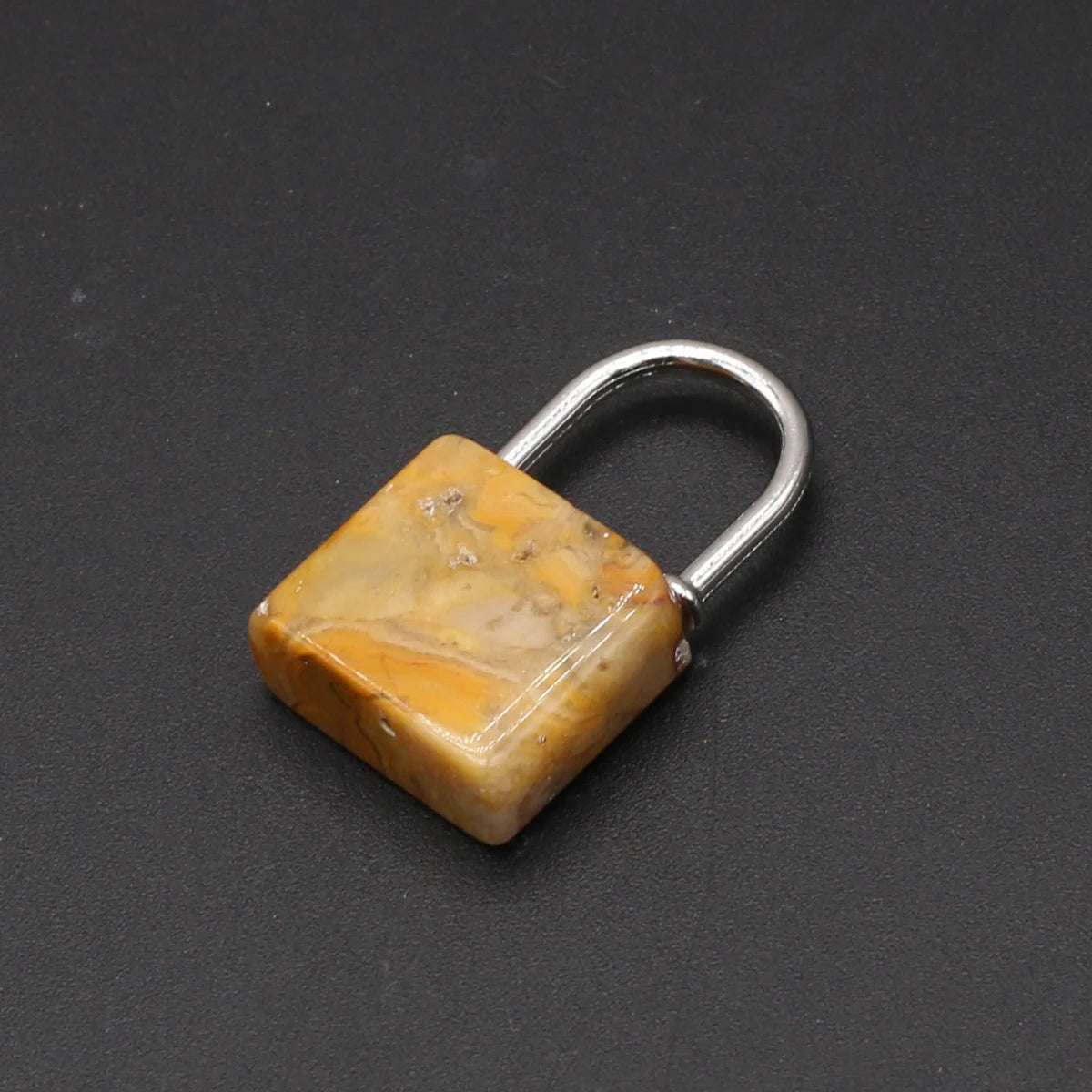 1pc Gemstone Lock Pendant