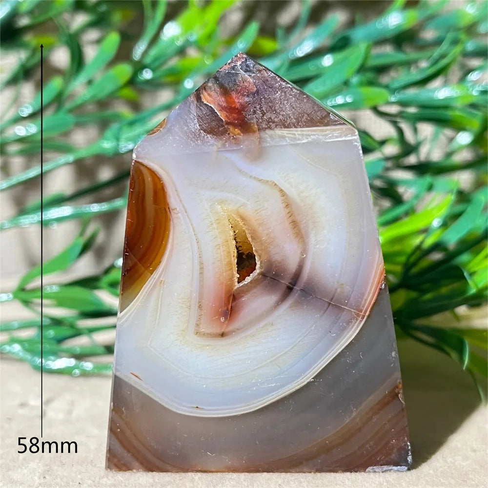 Natural Carnelian Agate Druzy Flat Tower