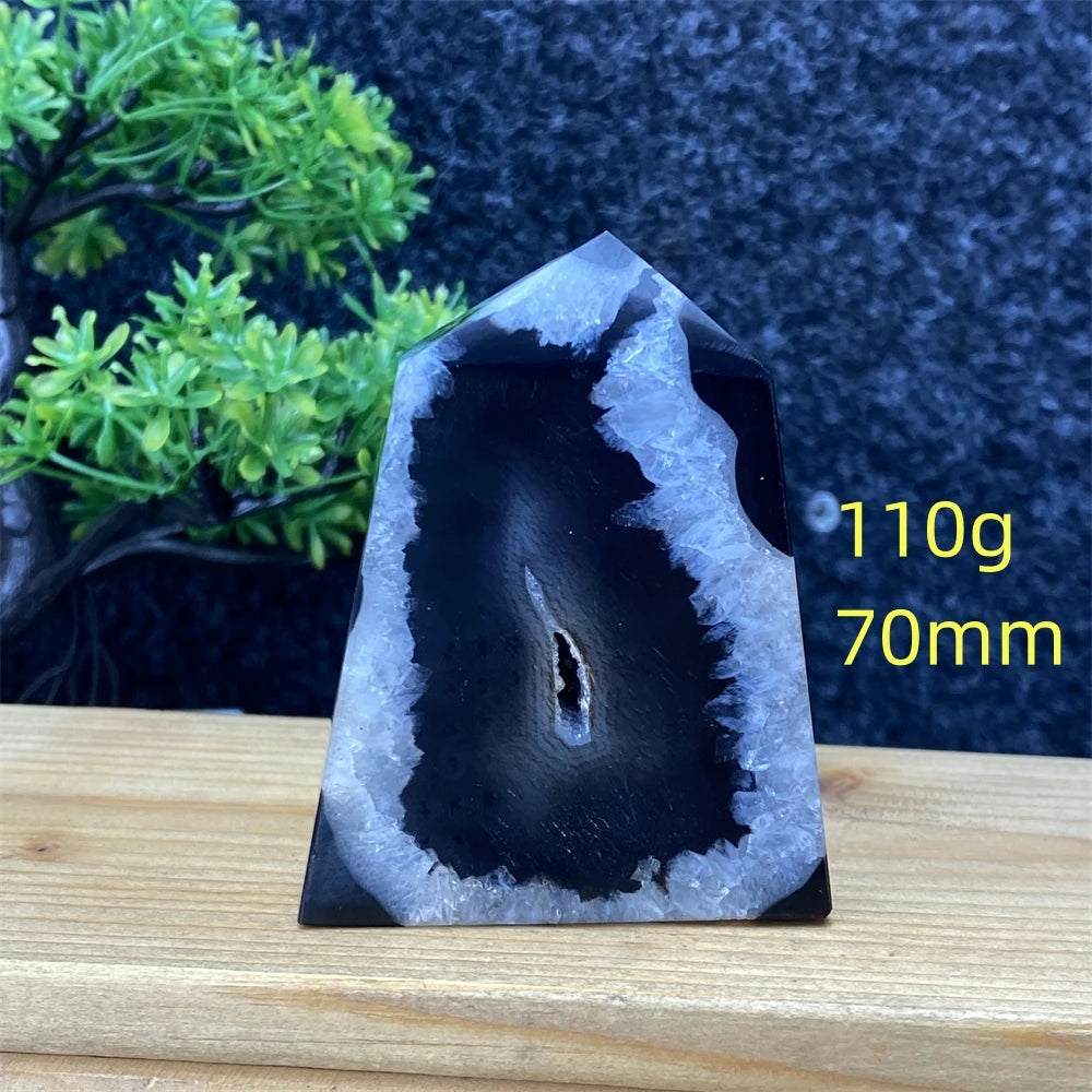 Black Agate Geode Obelisk
