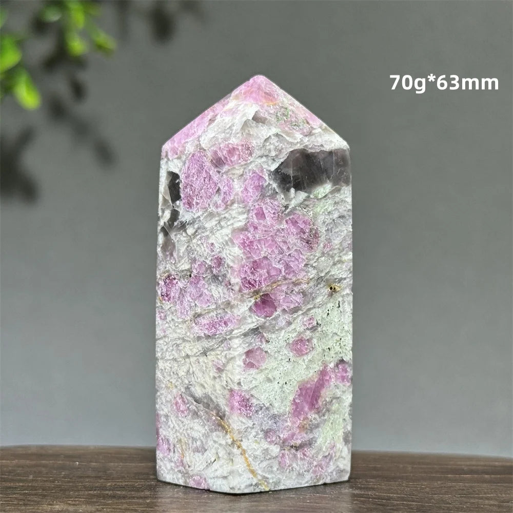 Natural Plum Blossom Tourmaline Obelisk