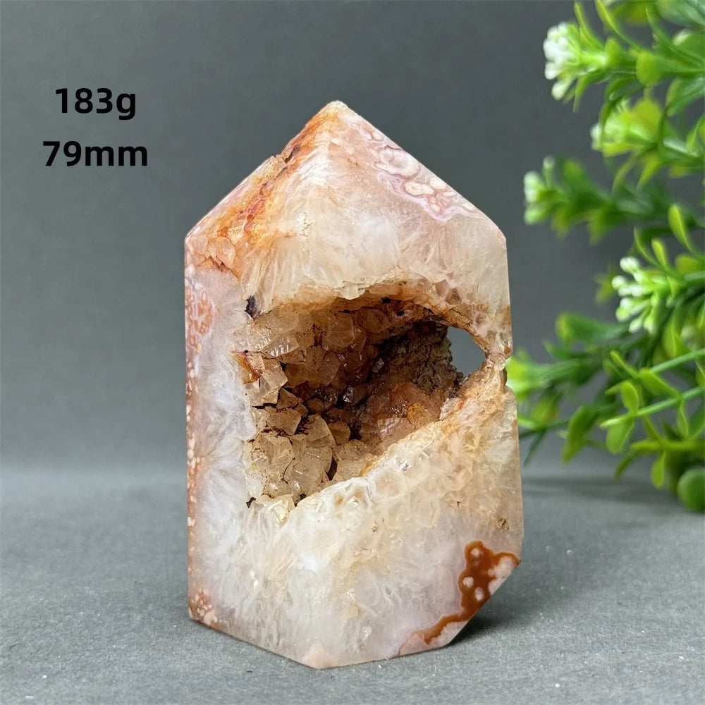 Natural Red Agate Cave Geode Obelisk