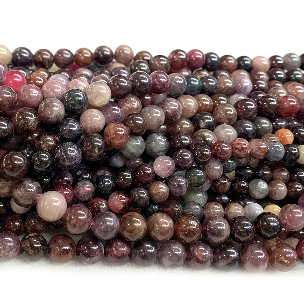 Natural Purple/Red Spinel Round Small Bead Strand
