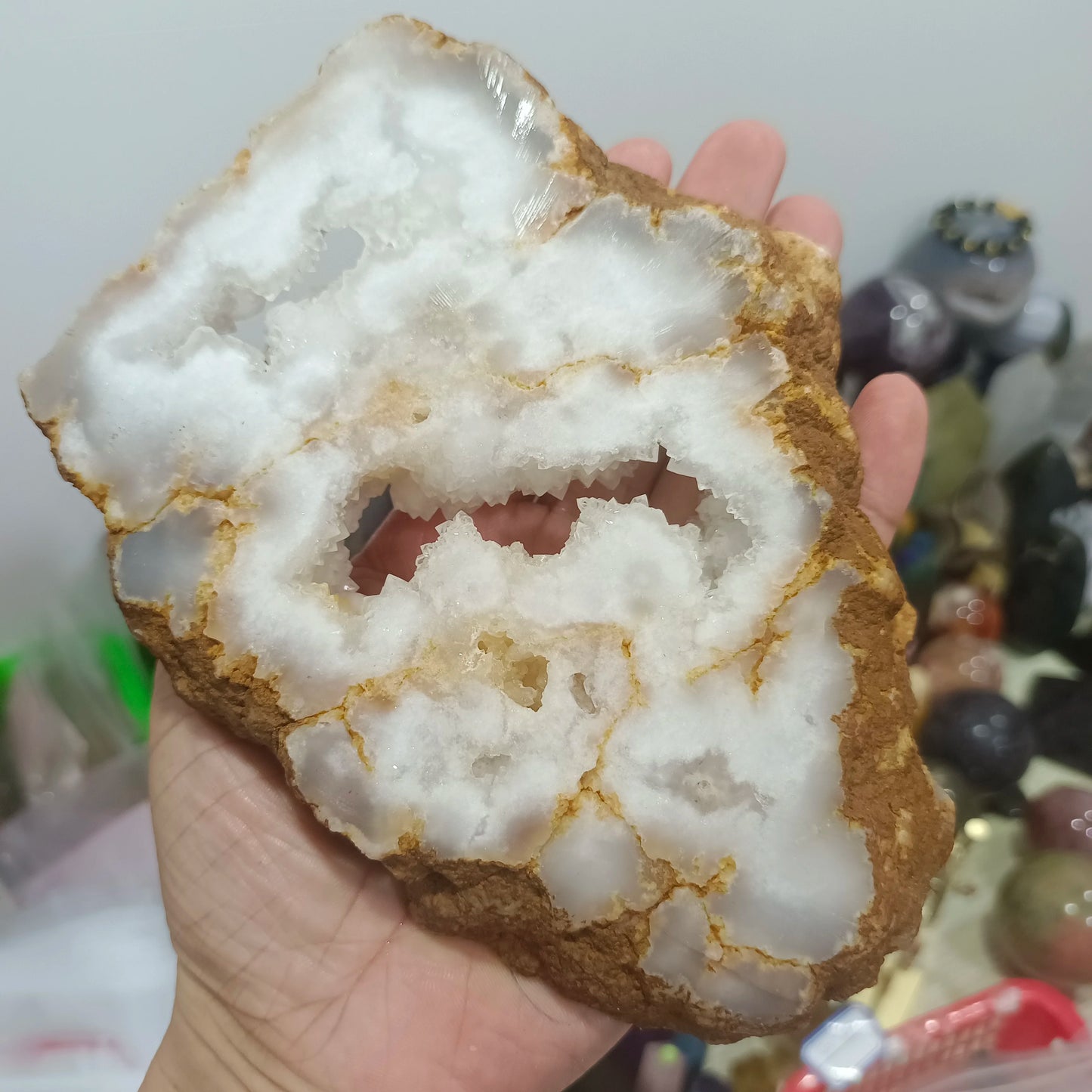 Natural Druzy White Quartz Crystal Slab