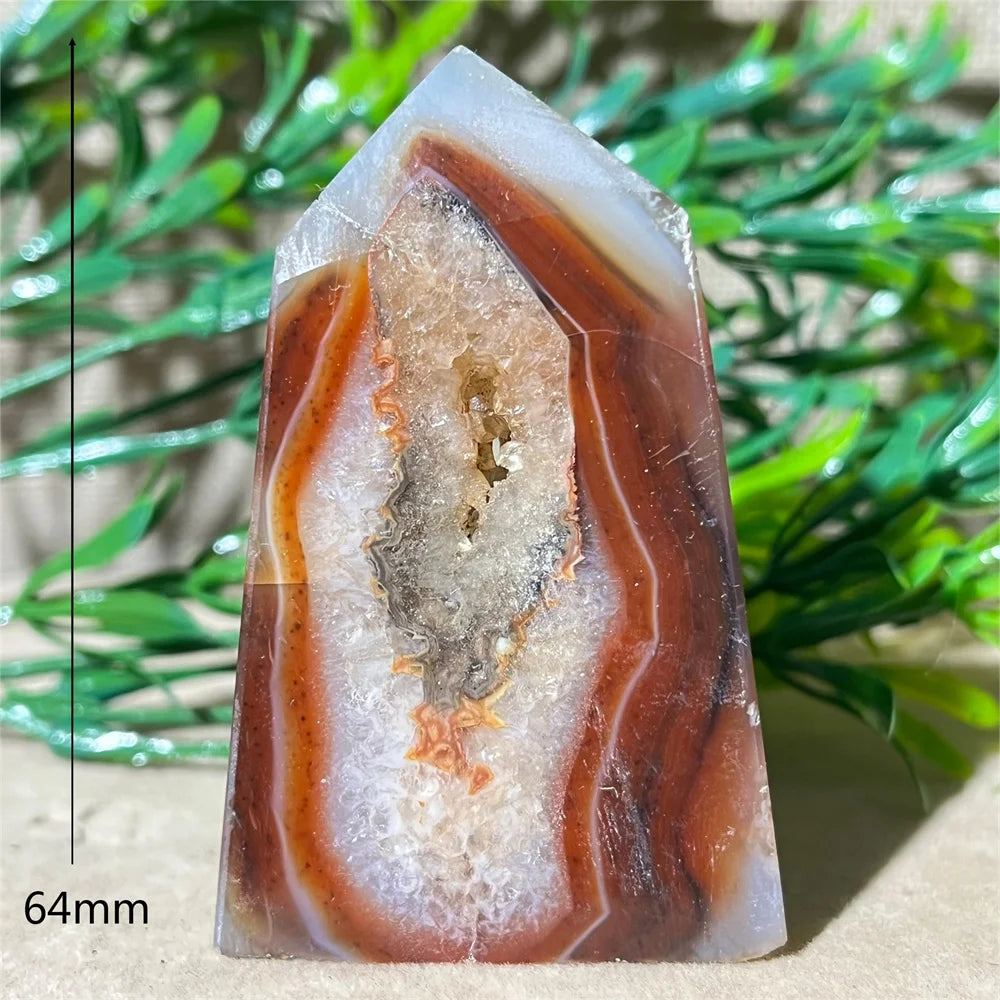 Natural Carnelian Agate Druzy Flat Tower