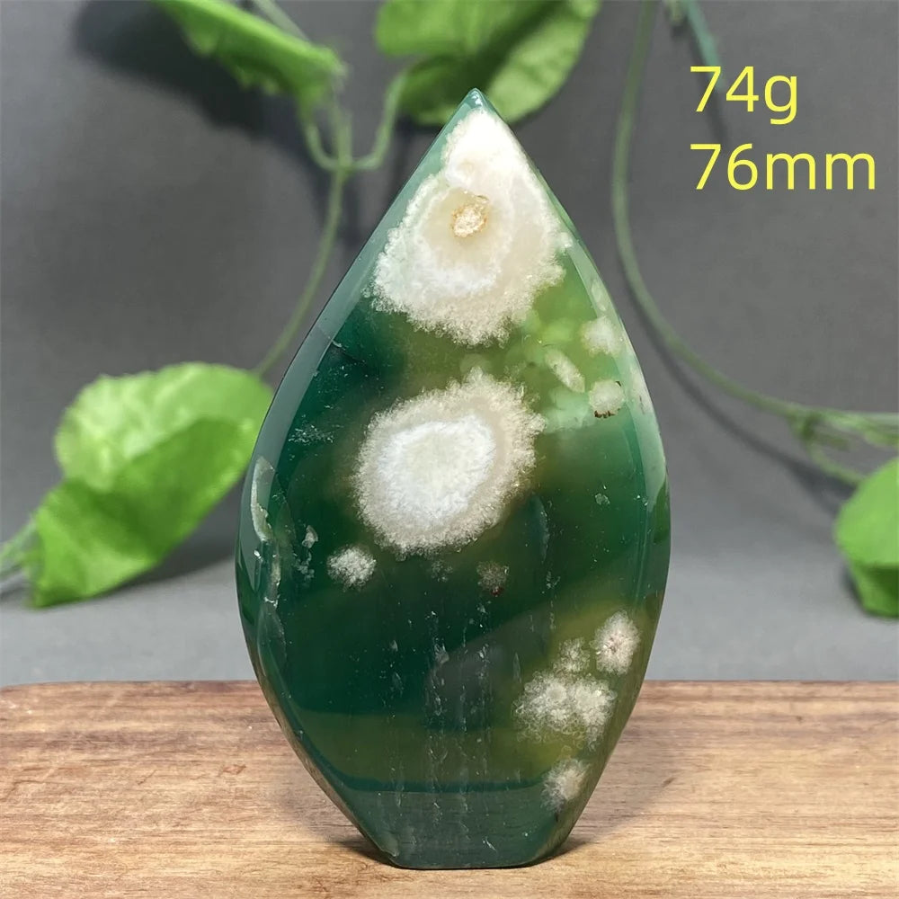 Natural Green Cherry Blossom Agate Freeform Torch