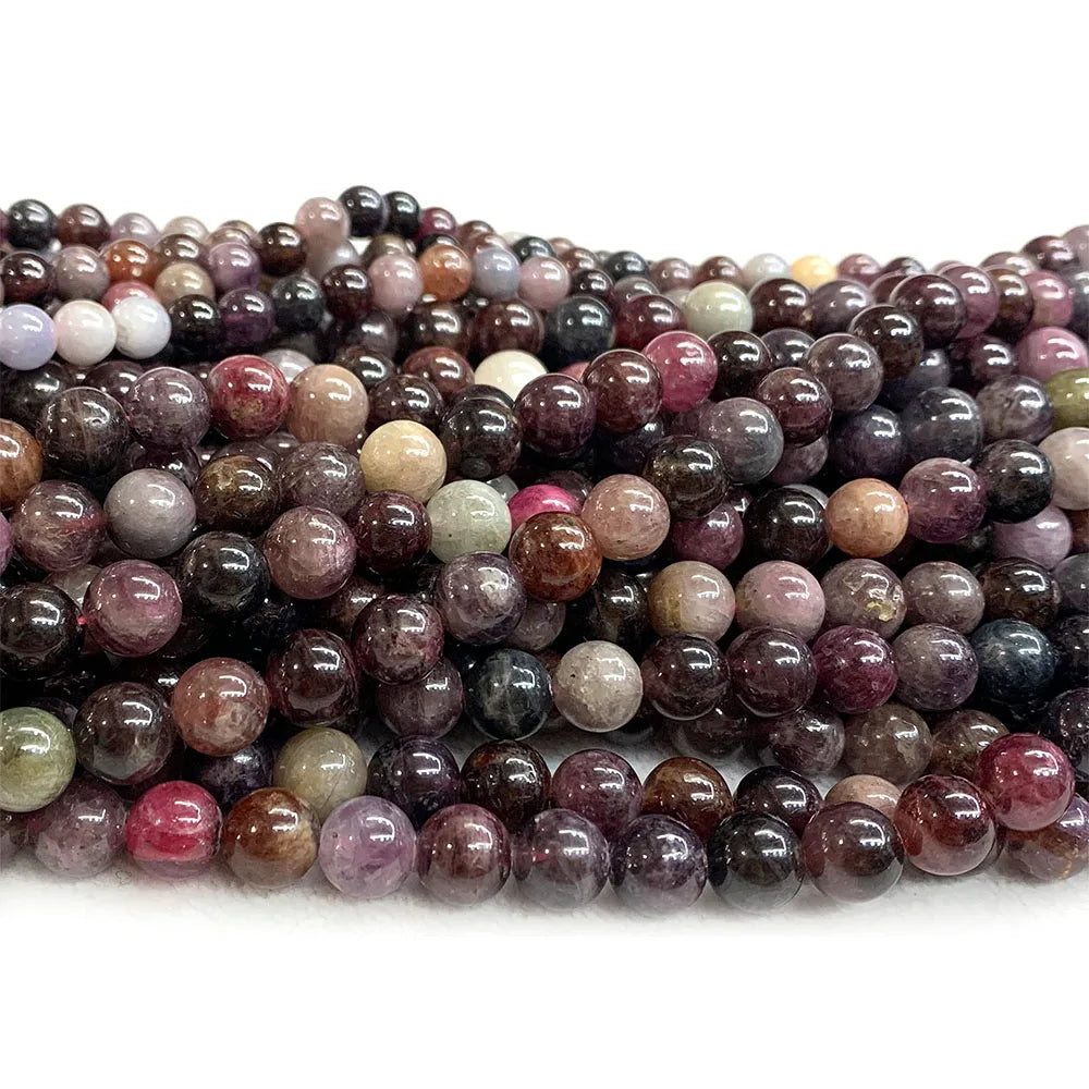 Natural Purple/Red Spinel Round Small Bead Strand