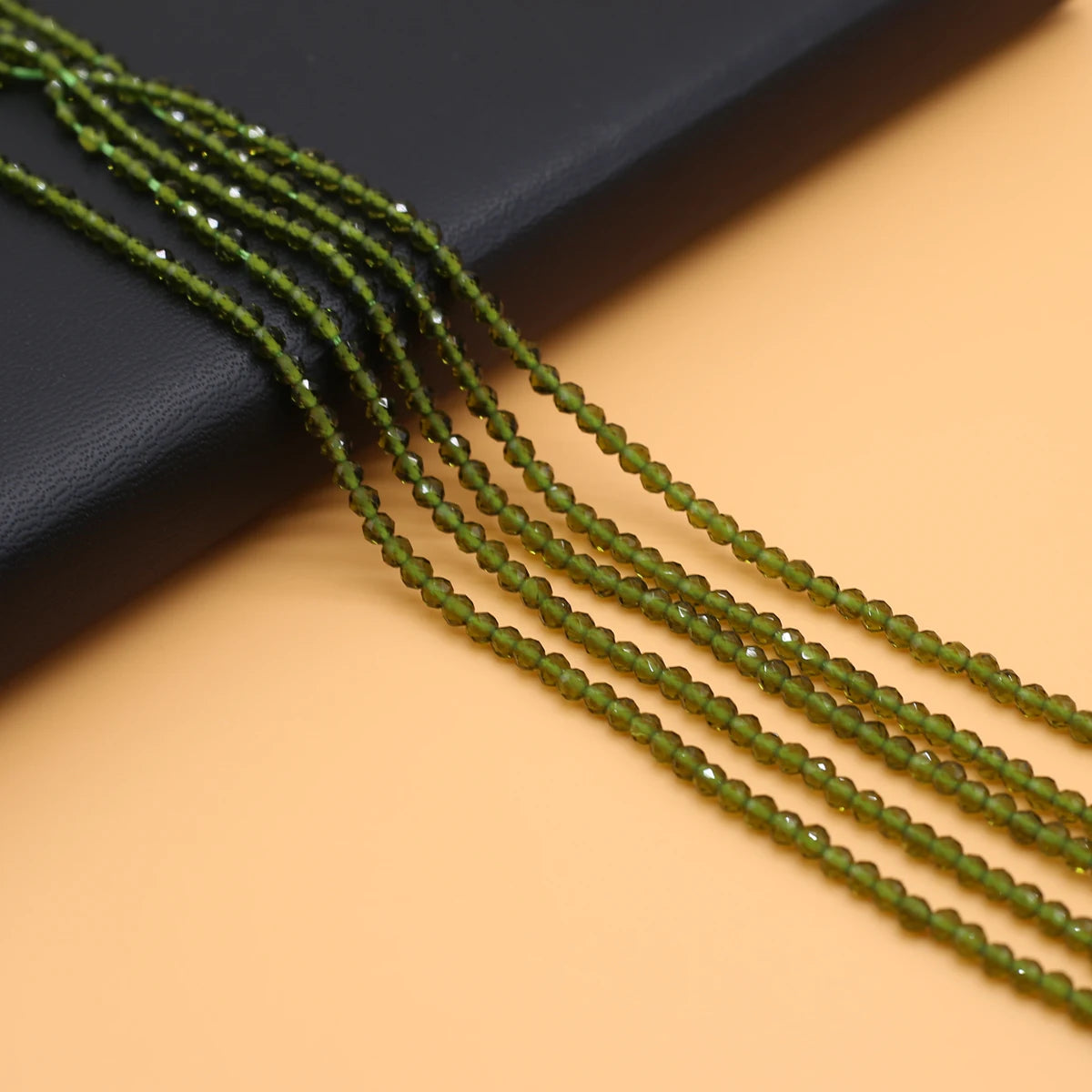 Faceted Moss Green Spinel Stone Bead Strand (3mm/125 Beads)