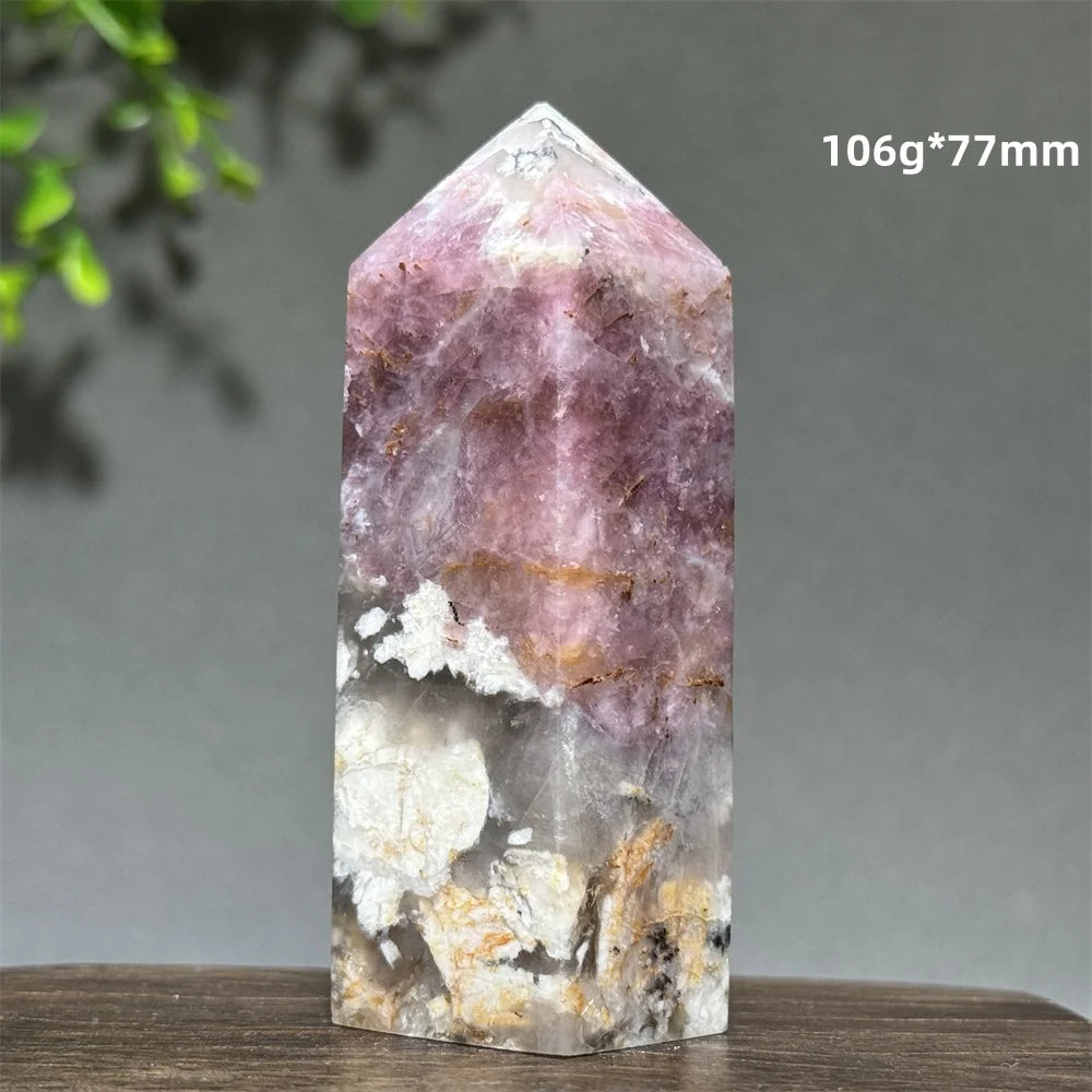 Natural Plum Blossom Tourmaline Obelisk