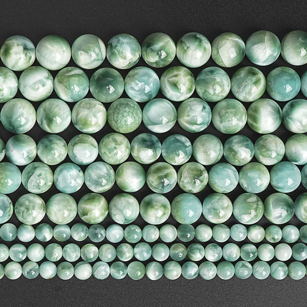 HQ Genuine Natural Green Angelite Bead Strand