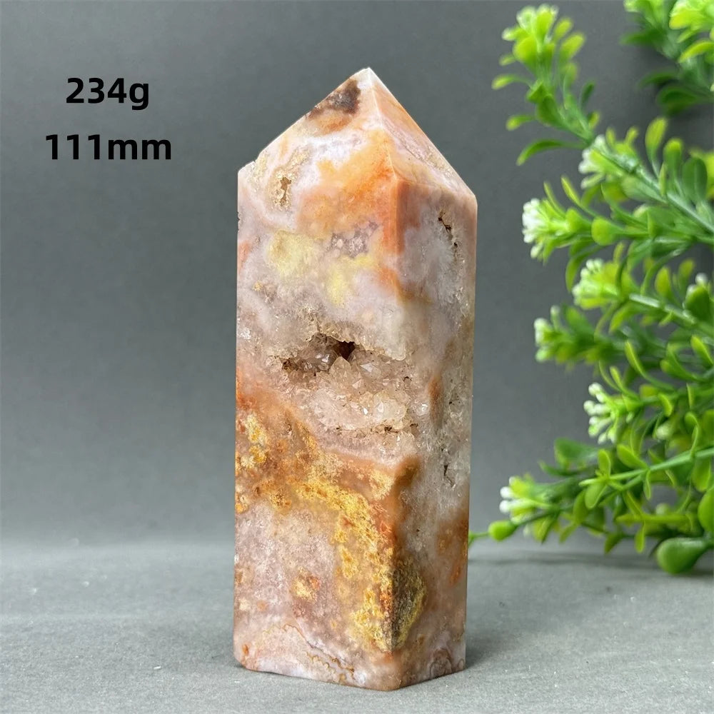 Natural Red Agate Cave Geode Obelisk