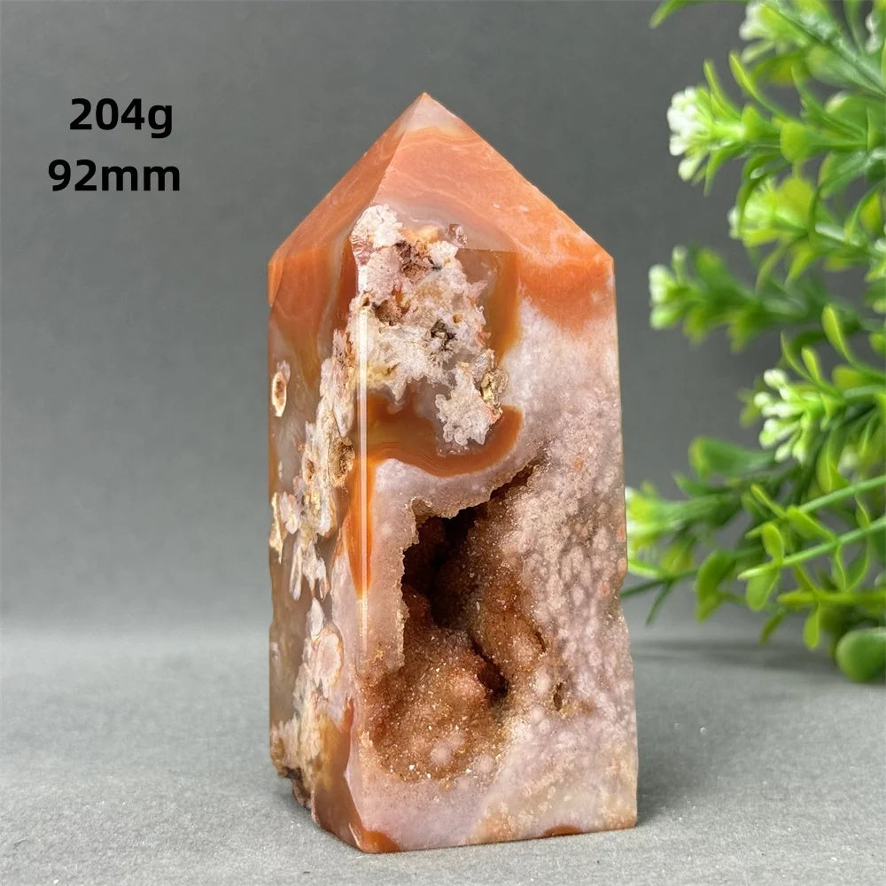 Natural Red Agate Cave Geode Obelisk