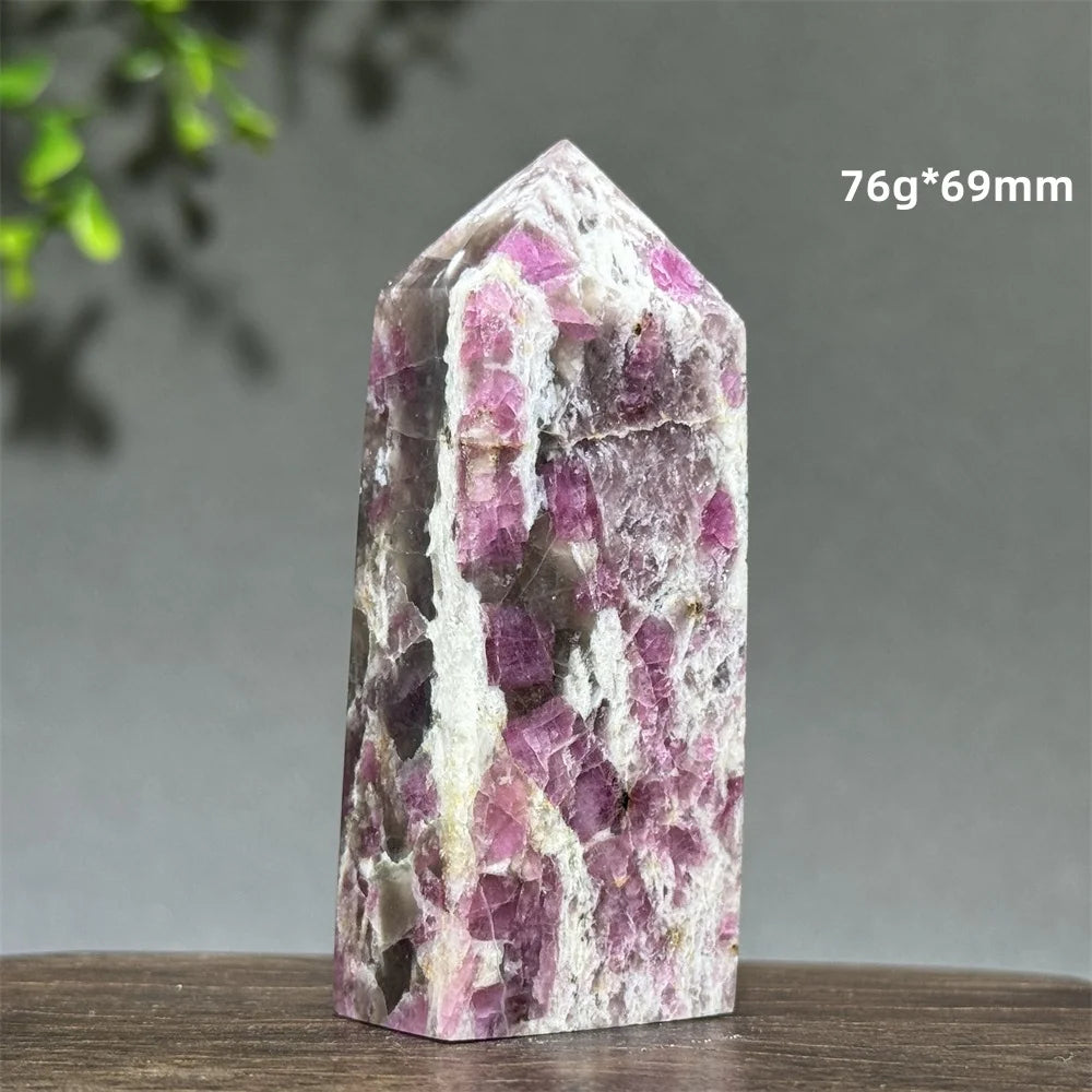 Natural Plum Blossom Tourmaline Obelisk