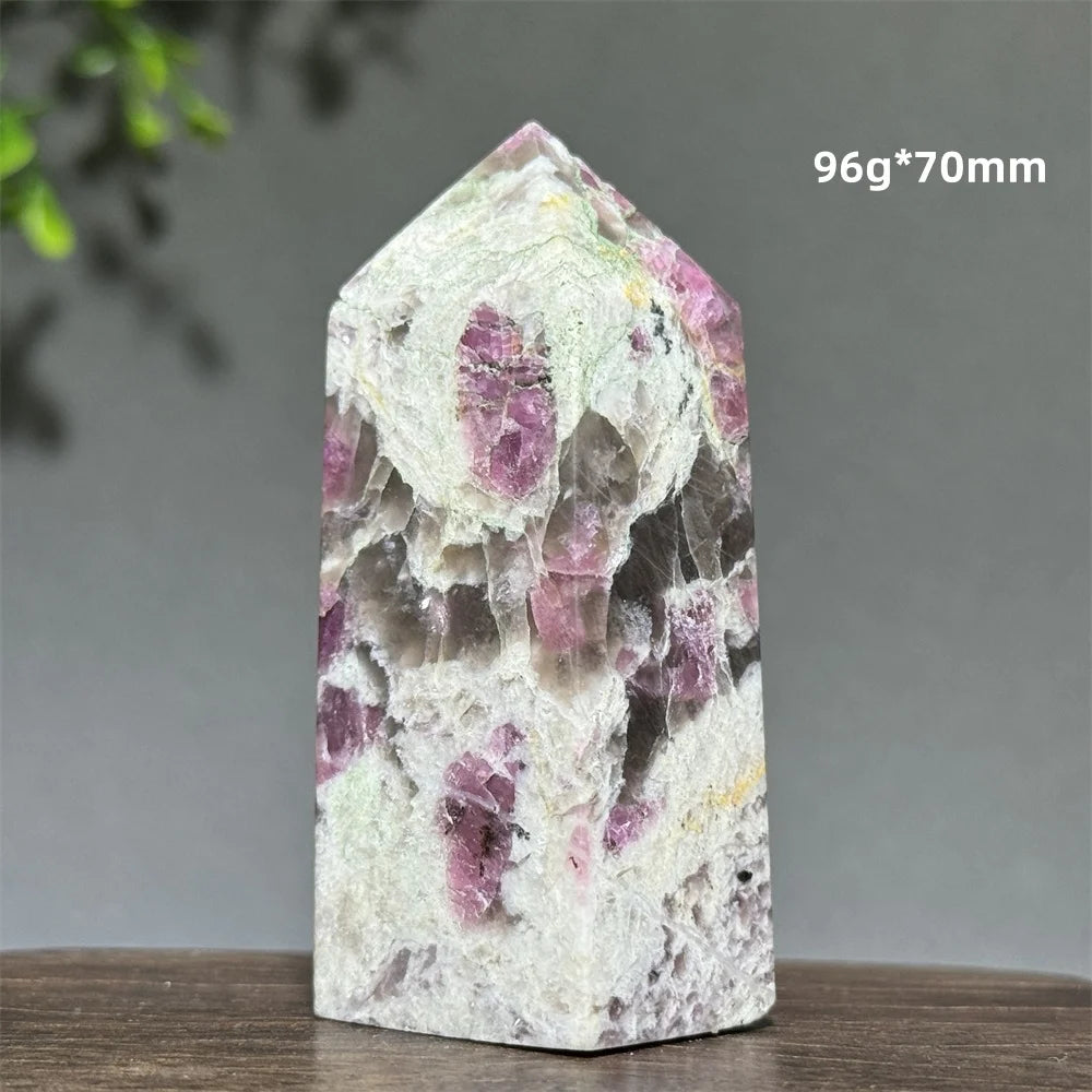 Natural Plum Blossom Tourmaline Obelisk