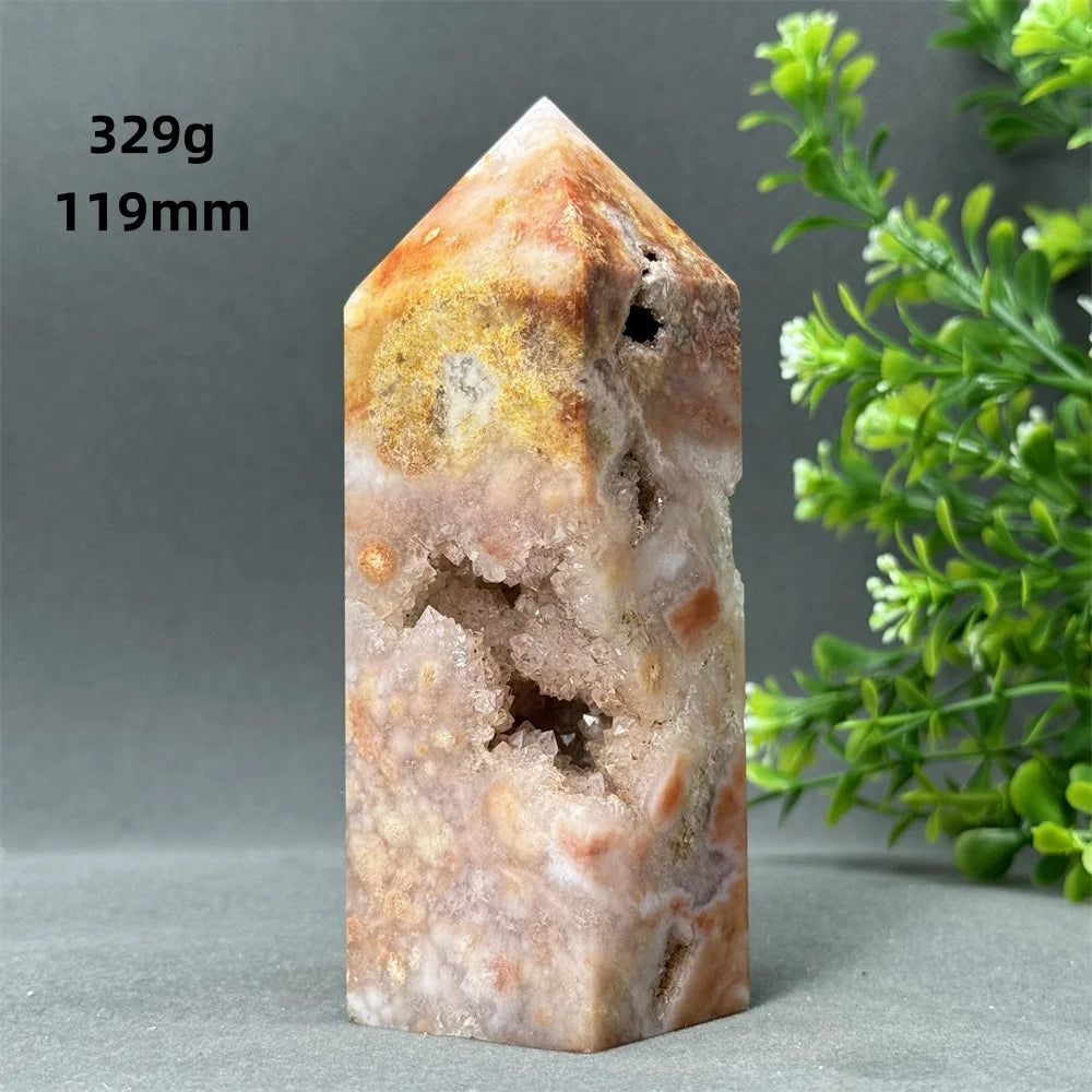 Natural Red Agate Cave Geode Obelisk