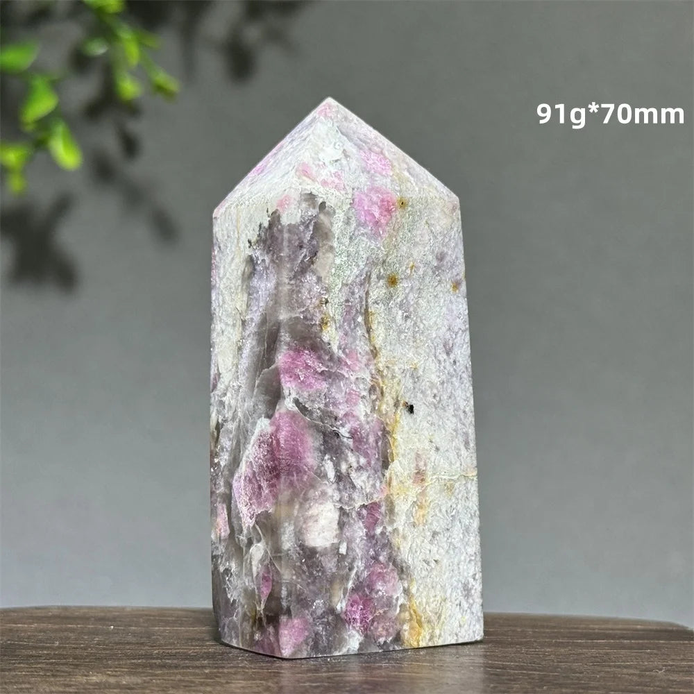 Natural Plum Blossom Tourmaline Obelisk
