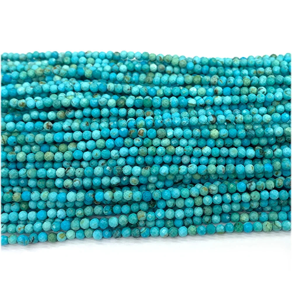 Enhanced Blue Turquoise Faceted Round Small Bead Strand