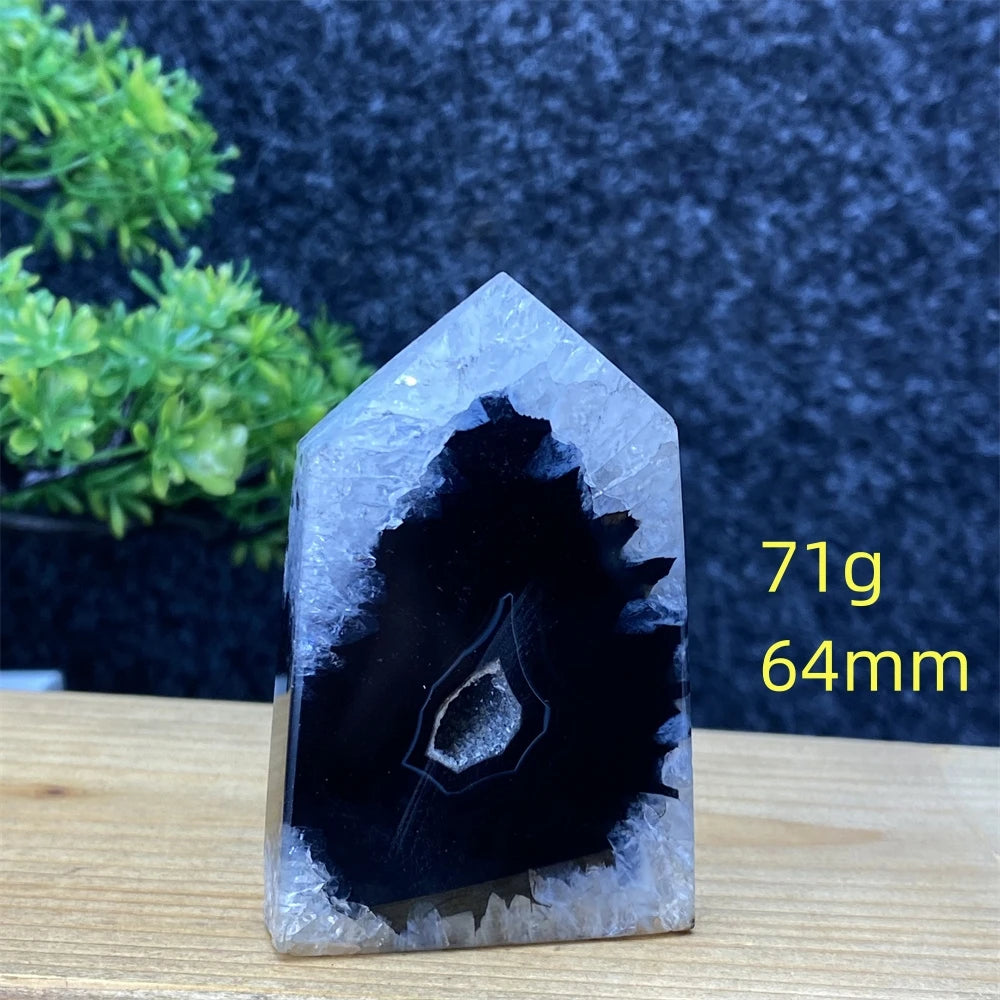 Black Agate Geode Obelisk