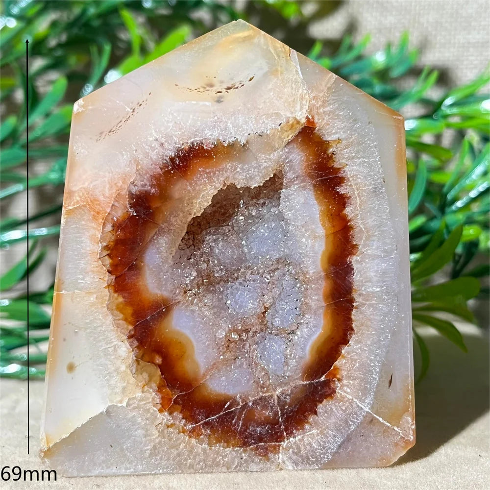 Natural Carnelian Agate Druzy Flat Tower