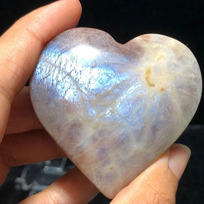 Natural Moonstone Hand-Polished Heart
