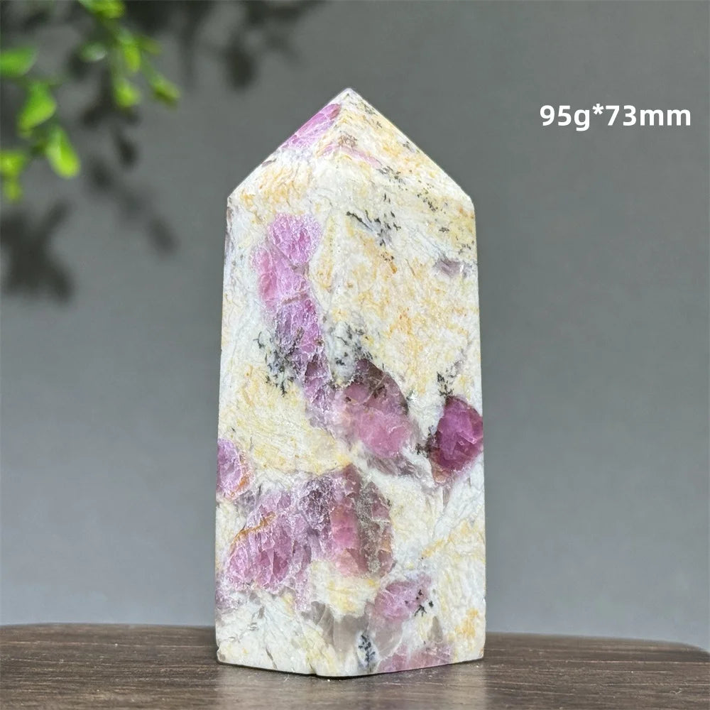 Natural Plum Blossom Tourmaline Obelisk