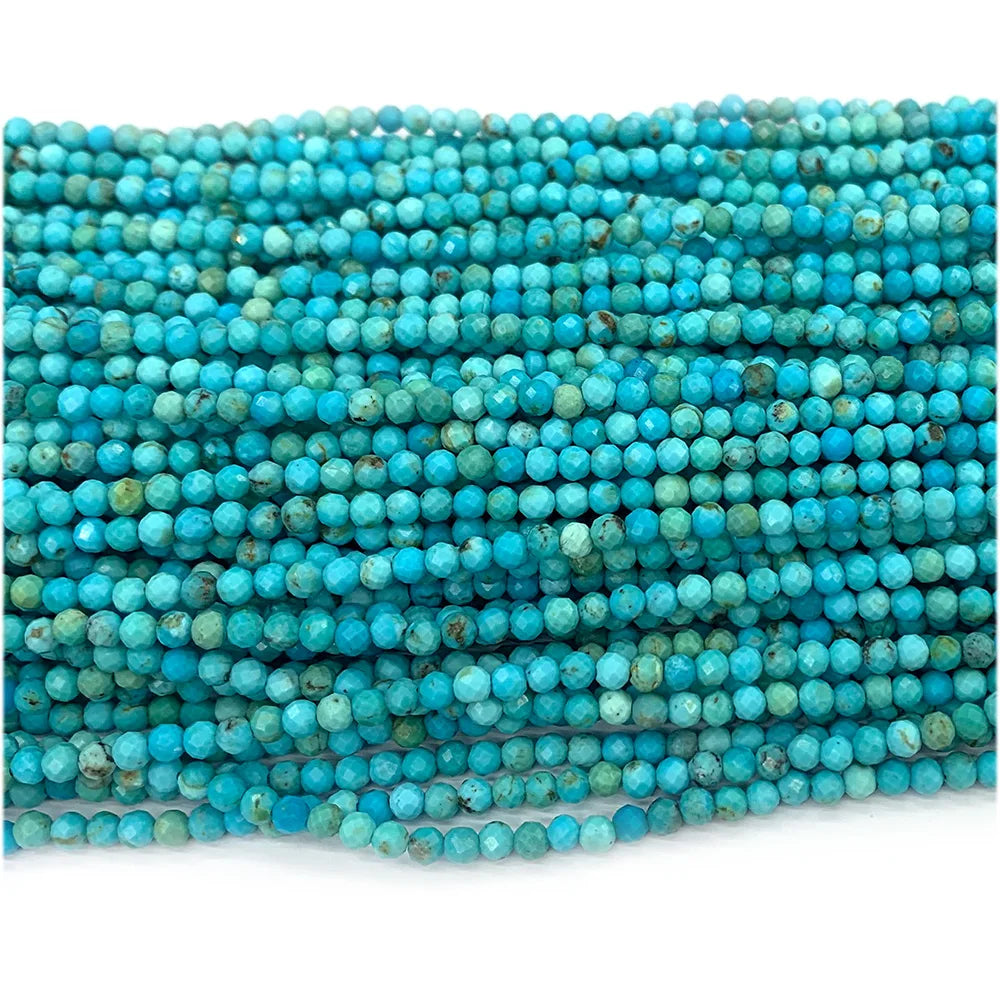Enhanced Blue Turquoise Faceted Round Small Bead Strand