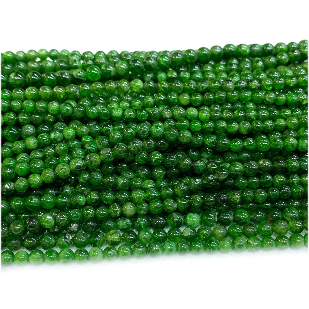 Naural Green Chrome Diopside Round Bead Strand