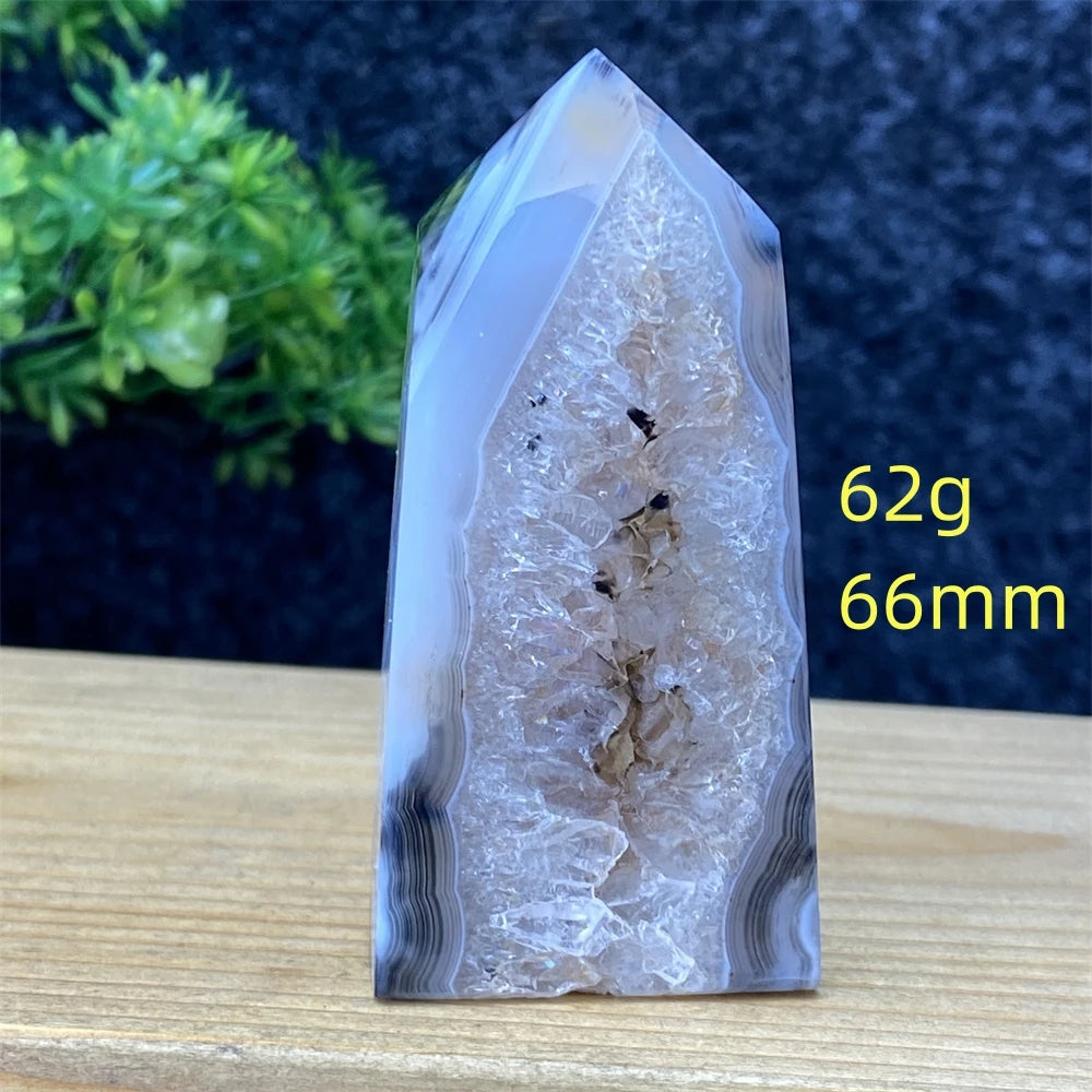 Black Agate Geode Obelisk