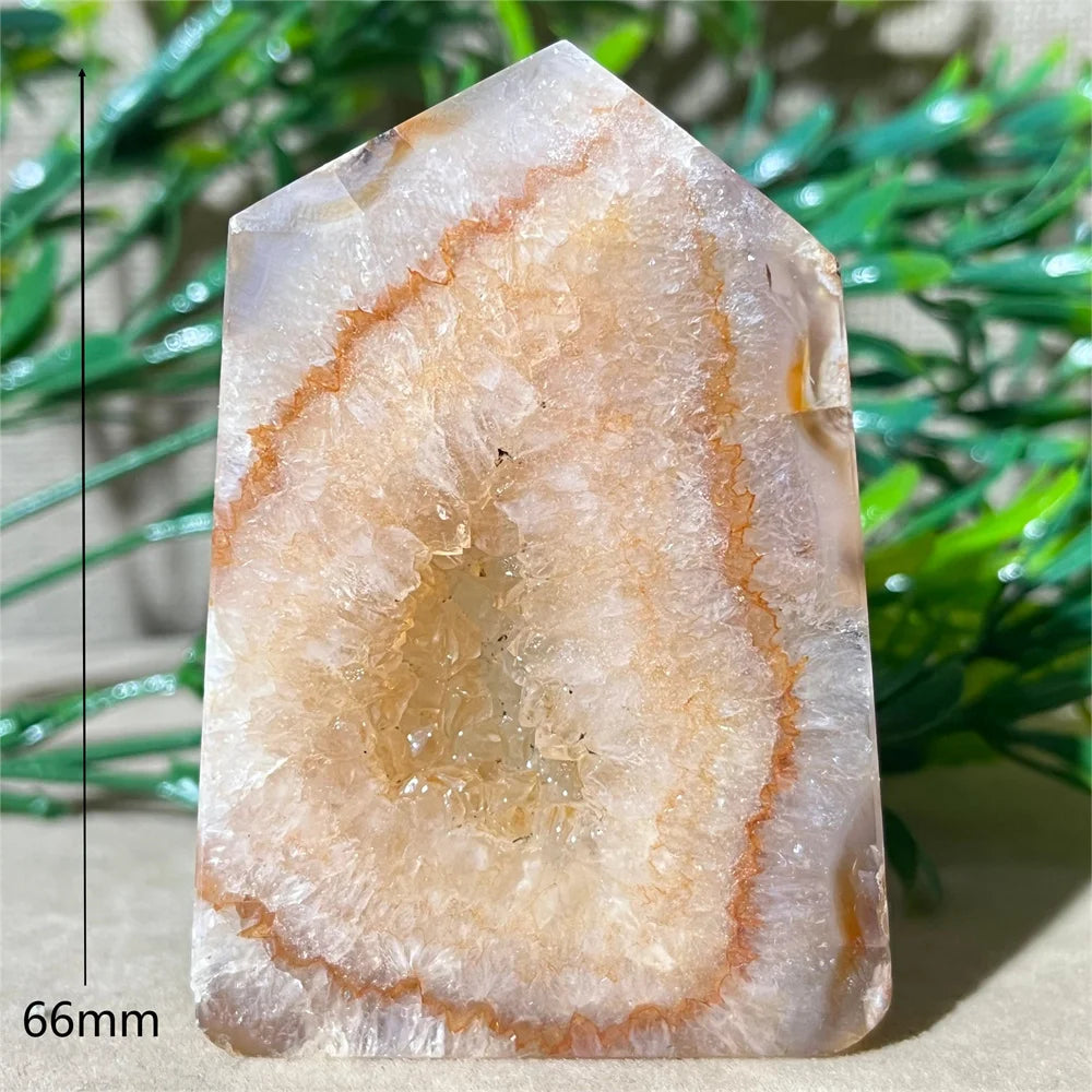 Natural Carnelian Agate Druzy Flat Tower