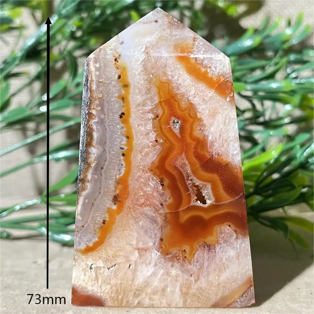 Natural Carnelian Agate Druzy Flat Tower