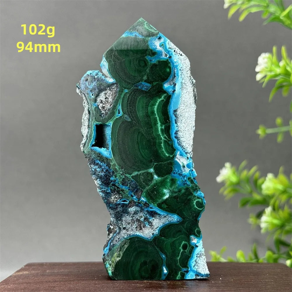Tour de chrysocolle bleue naturelle, obélisque de forme libre, pierre brute, spécimen minéral, guérison Reiki, méditation, sorcellerie, décoration intérieure