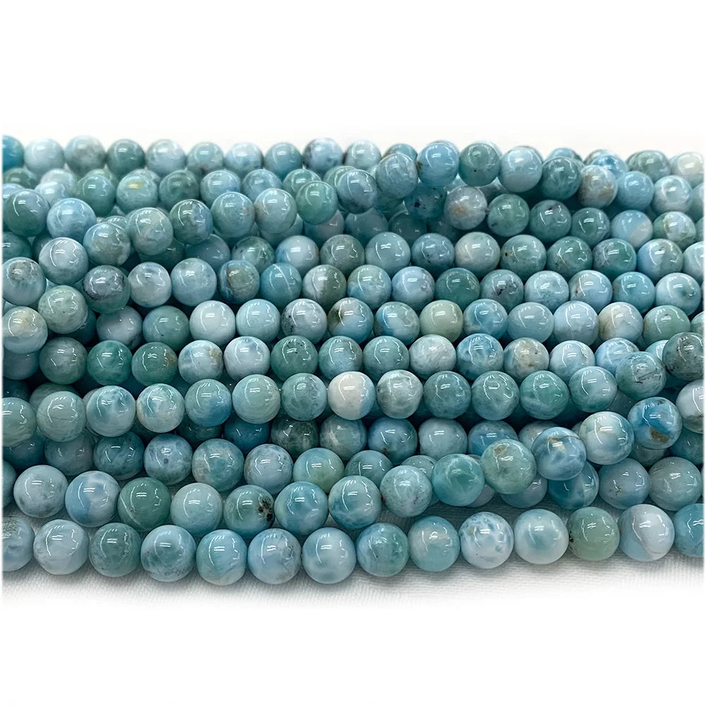 AAAA Rare Natural Blue Larimar Round Bead Strand