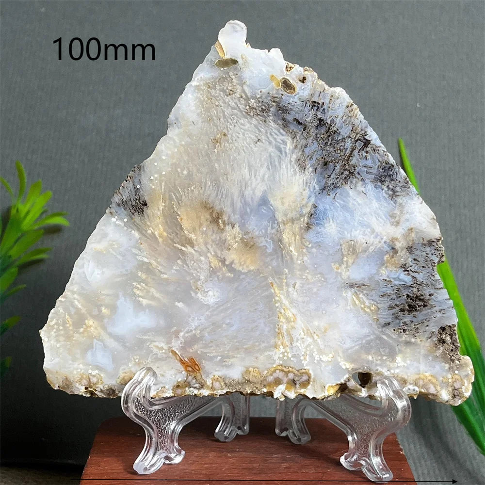 Natural Rutilated Hair Agate Slab (With Stand)