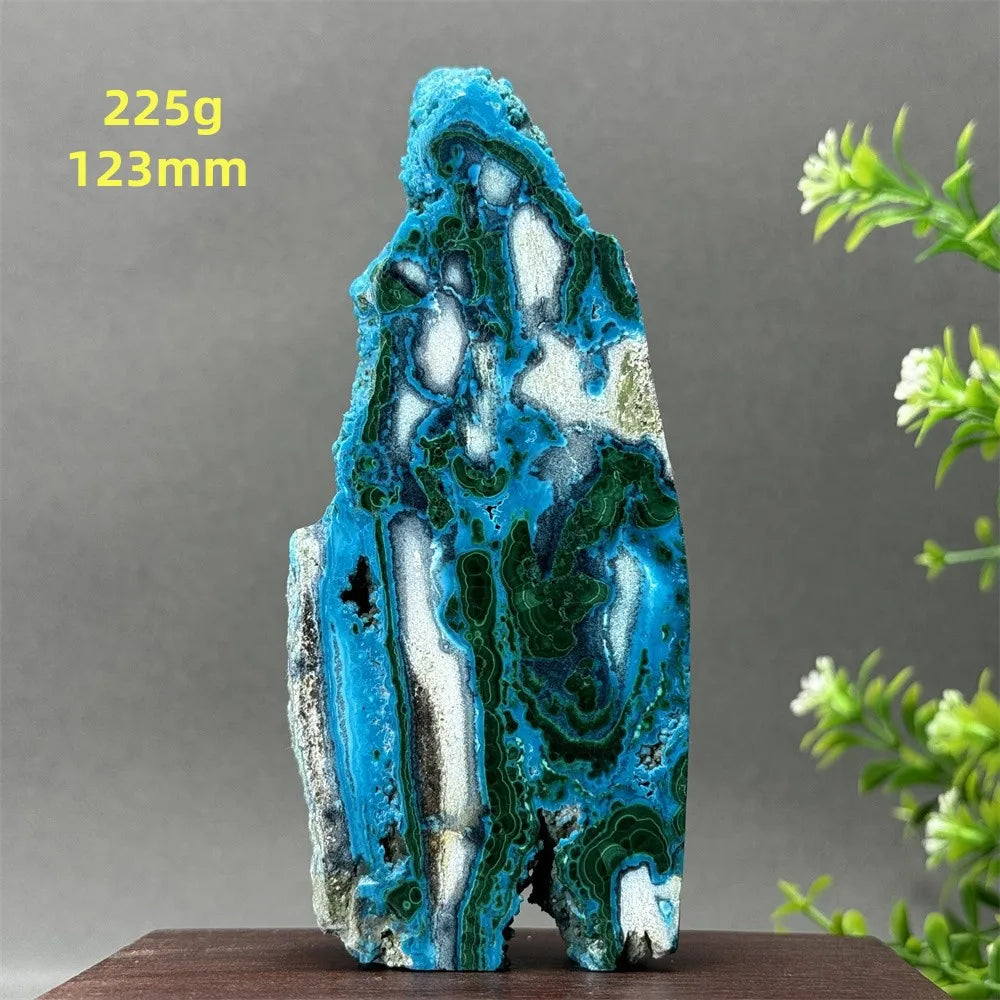 Tour de chrysocolle bleue naturelle, obélisque de forme libre, pierre brute, spécimen minéral, guérison Reiki, méditation, sorcellerie, décoration intérieure