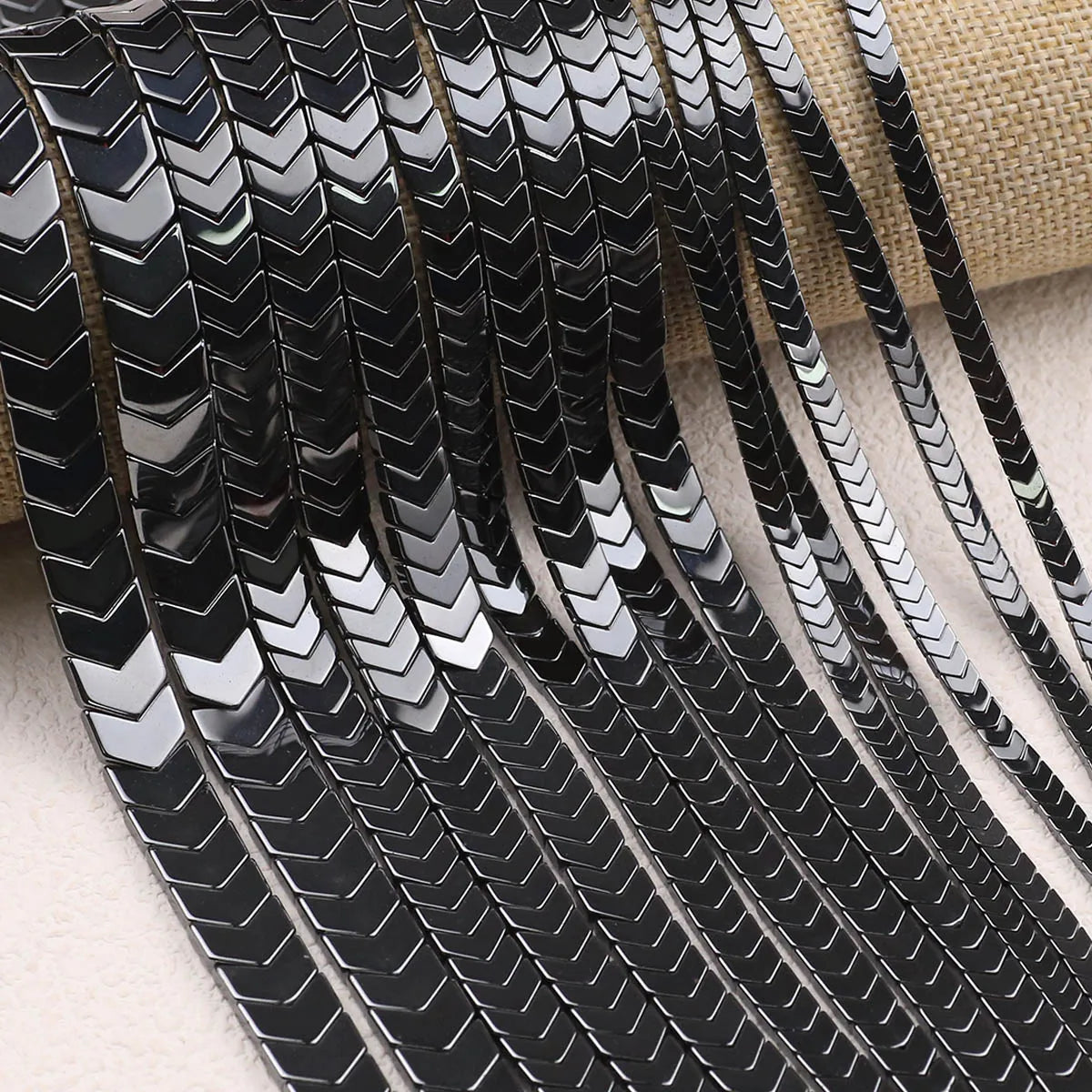 Black Hematite V-Shape Magnetic Bead Strand