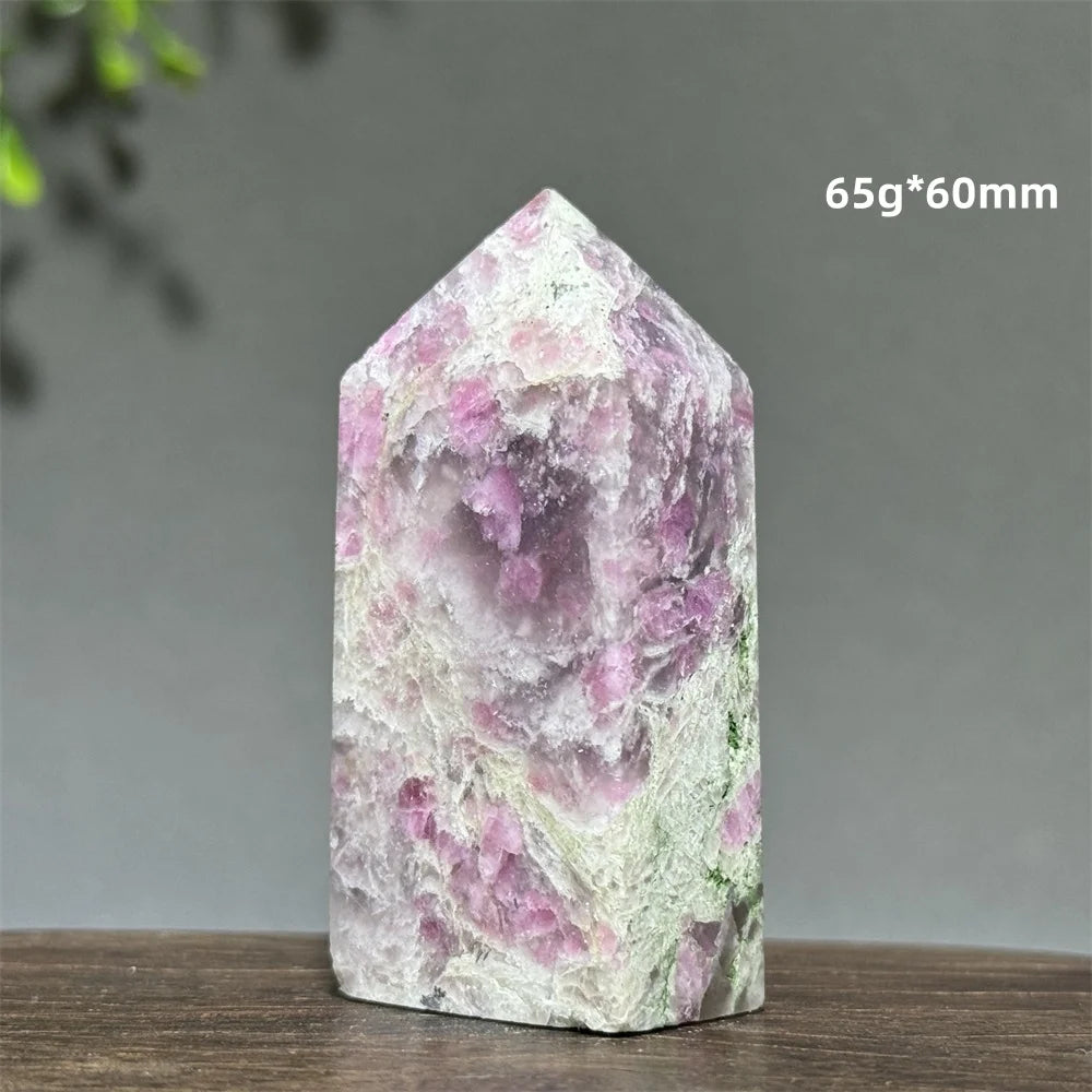 Natural Plum Blossom Tourmaline Obelisk