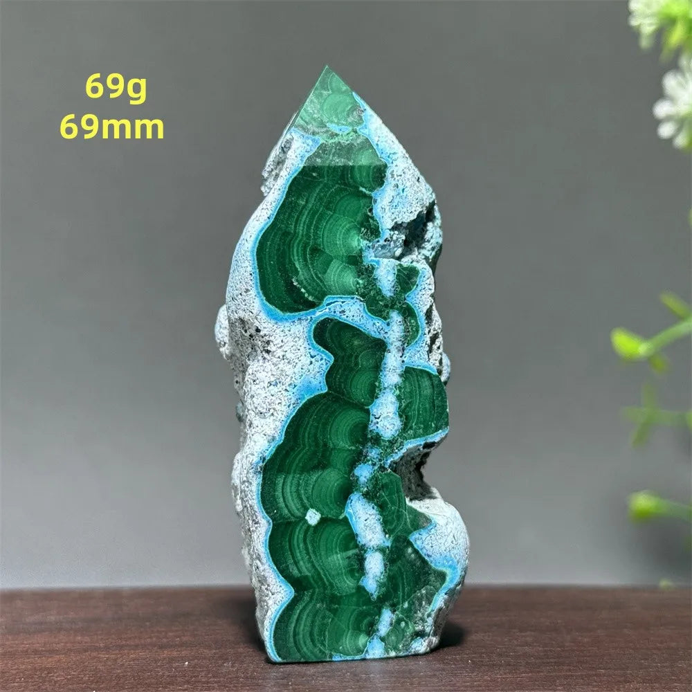 Tour de chrysocolle bleue naturelle, obélisque de forme libre, pierre brute, spécimen minéral, guérison Reiki, méditation, sorcellerie, décoration intérieure