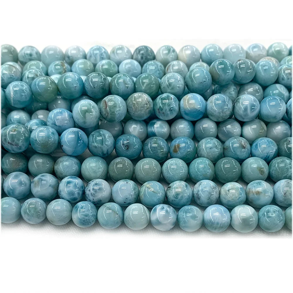 AAAA Rare Natural Blue Larimar Round Bead Strand