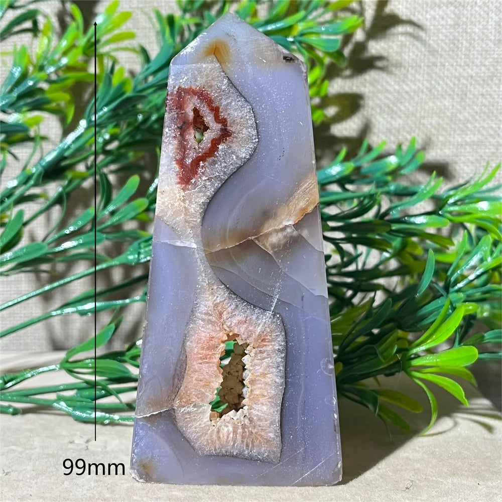 Natural Carnelian Agate Druzy Flat Tower