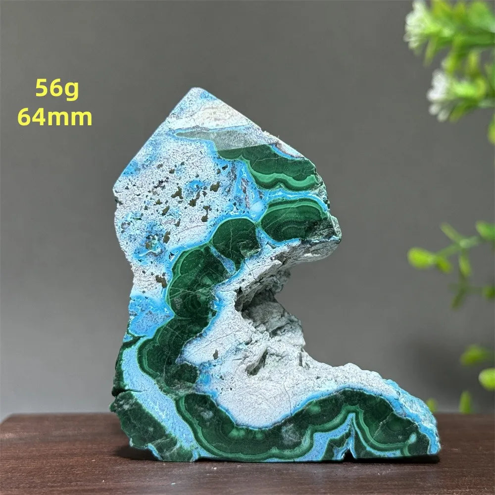 Tour de chrysocolle bleue naturelle, obélisque de forme libre, pierre brute, spécimen minéral, guérison Reiki, méditation, sorcellerie, décoration intérieure