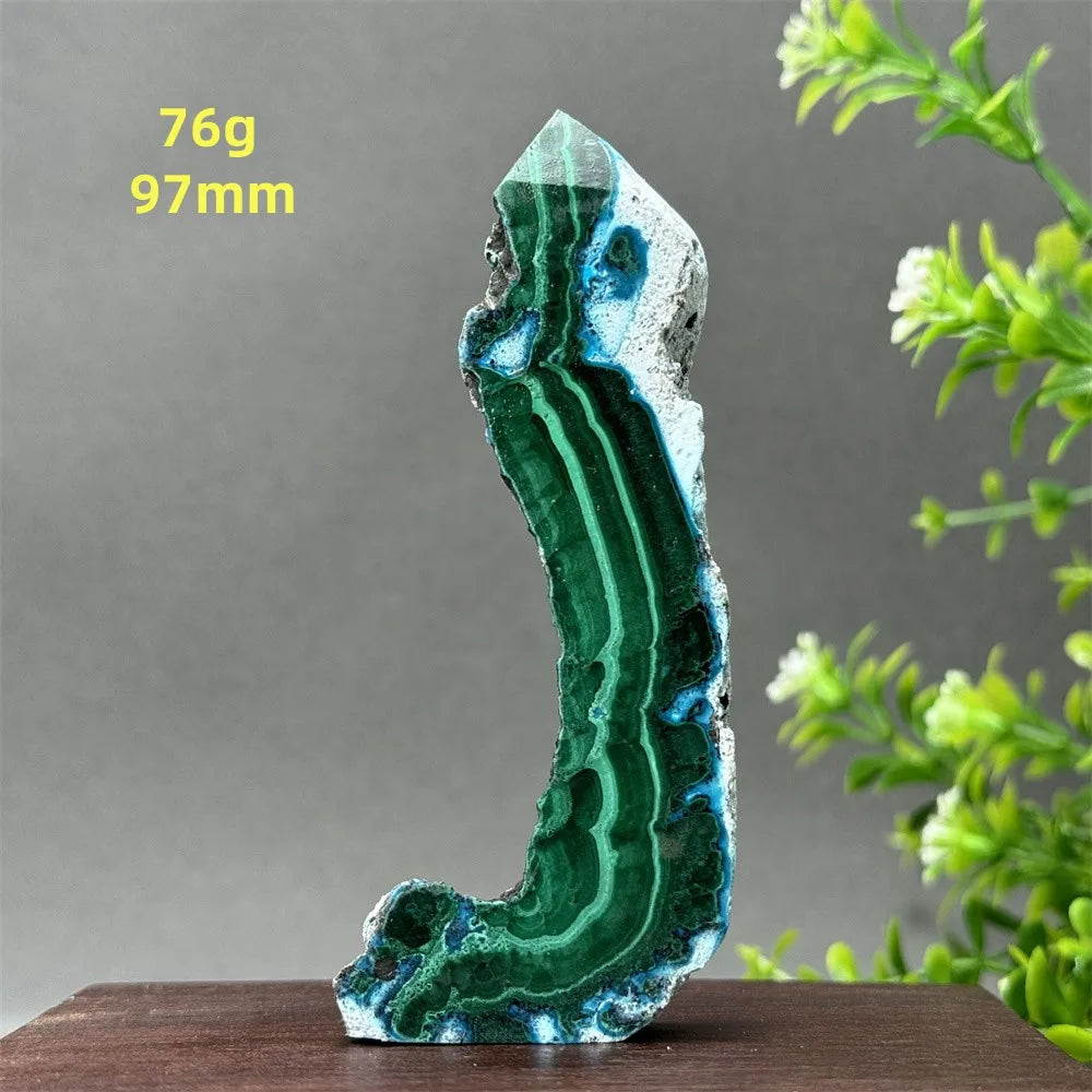 Tour de chrysocolle bleue naturelle, obélisque de forme libre, pierre brute, spécimen minéral, guérison Reiki, méditation, sorcellerie, décoration intérieure