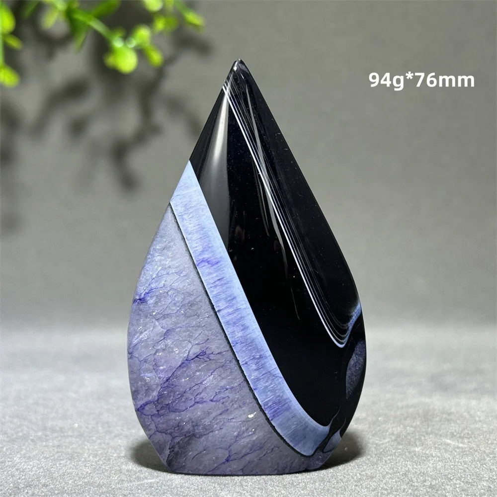 Dyed Purple Black Banded Agate Freeform Torch