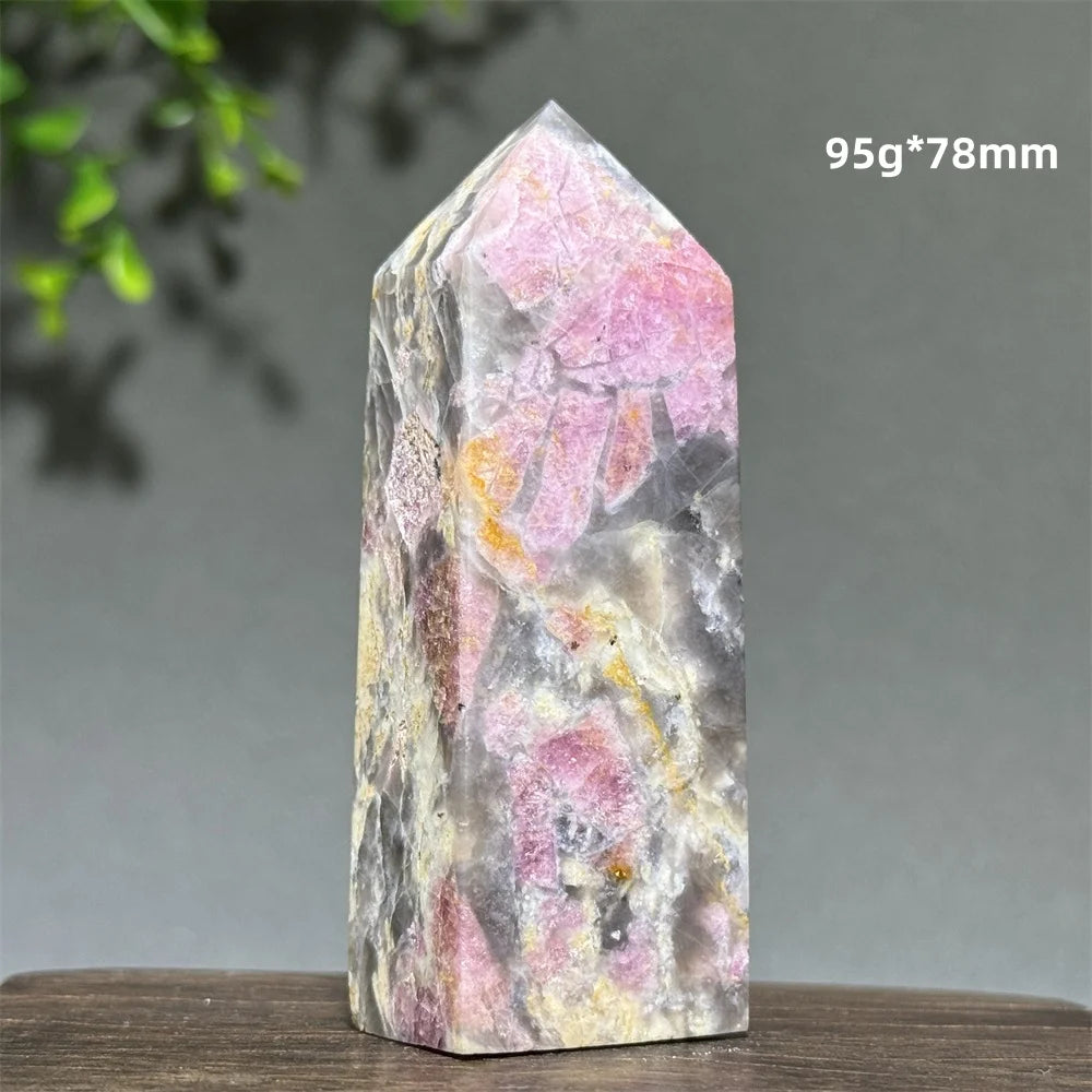 Natural Plum Blossom Tourmaline Obelisk