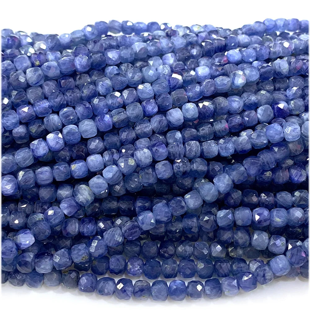 Natural Kyanite Faceted Cube Bead Strand