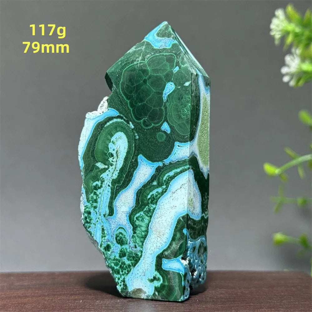 Tour de chrysocolle bleue naturelle, obélisque de forme libre, pierre brute, spécimen minéral, guérison Reiki, méditation, sorcellerie, décoration intérieure