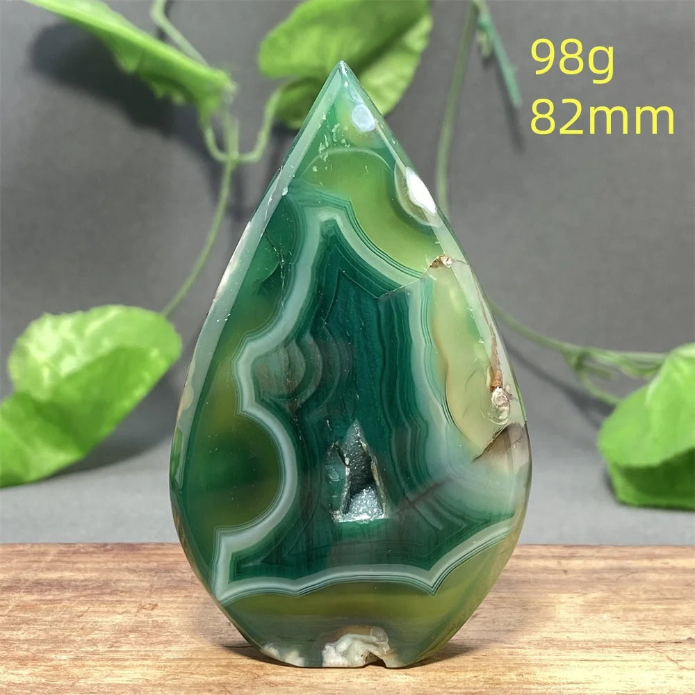 Natural Green Cherry Blossom Agate Freeform Torch